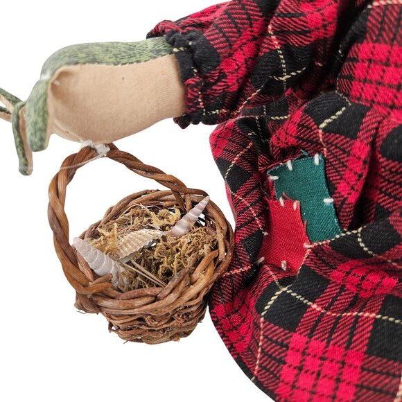 Christmas Frog Shelf Sitter Plush Doll Basket Dress Apron Croaks Jingle Bells - Picture 3 of 9